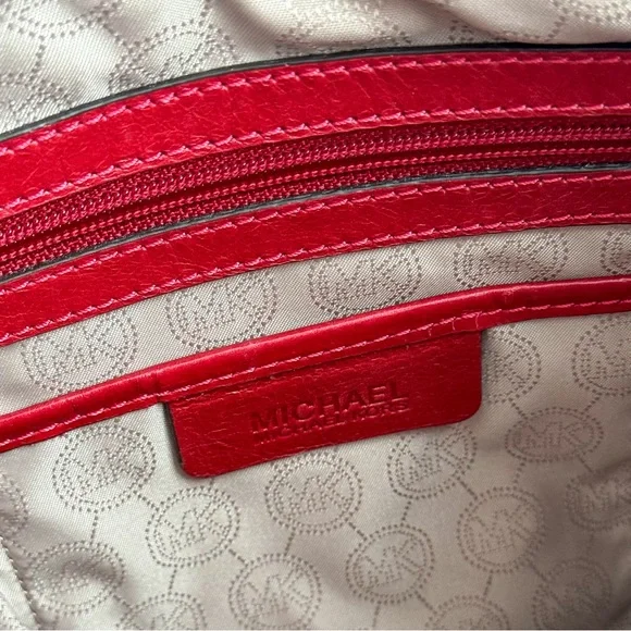 Michael Kors Susannah Red Quilted Chain Shopper Tote Bag